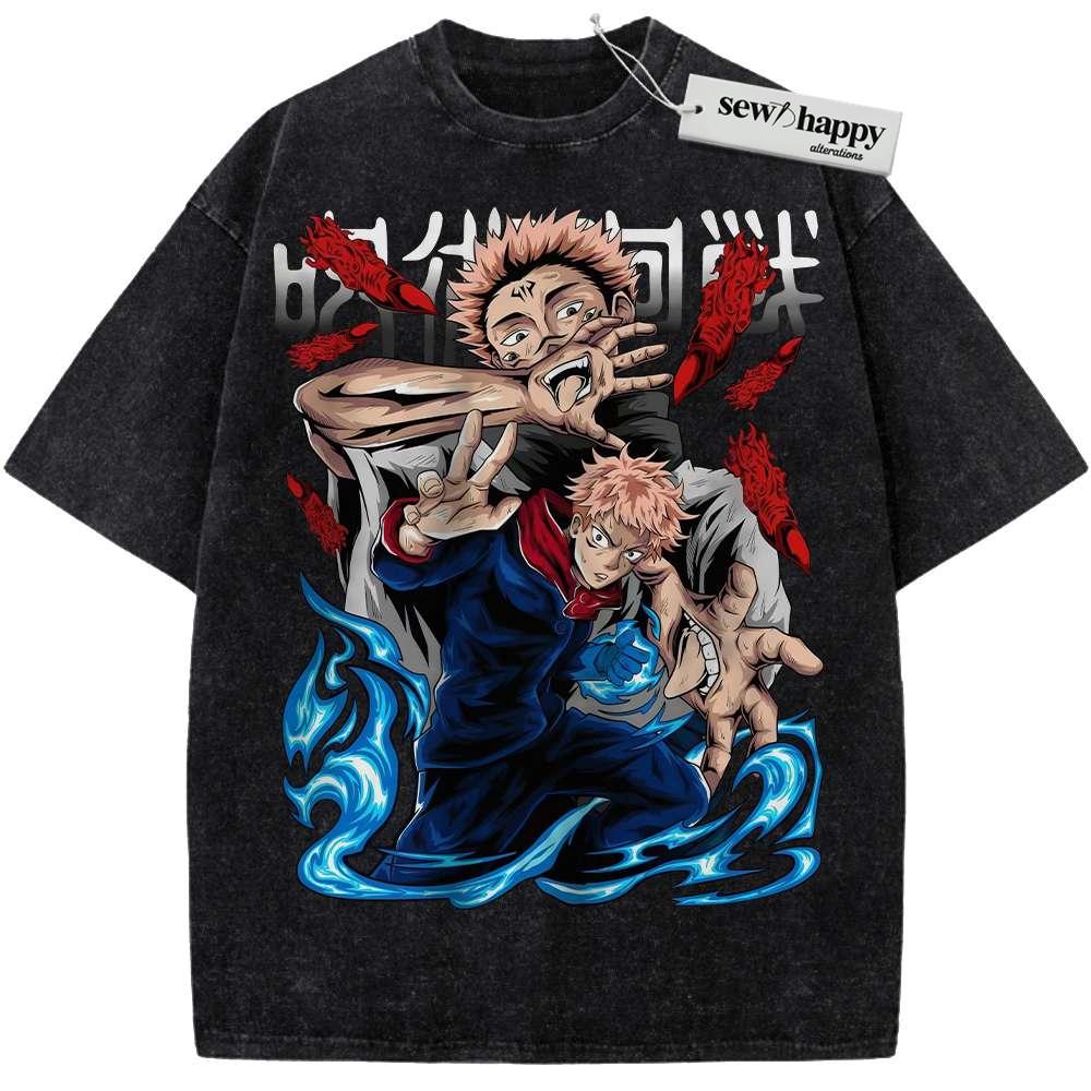 Wash Tee Yuji Itadori vs Sukuna Shirt, Jujutsu Kaisen Shirt, Anime Shirt, Vintage T-Shirt