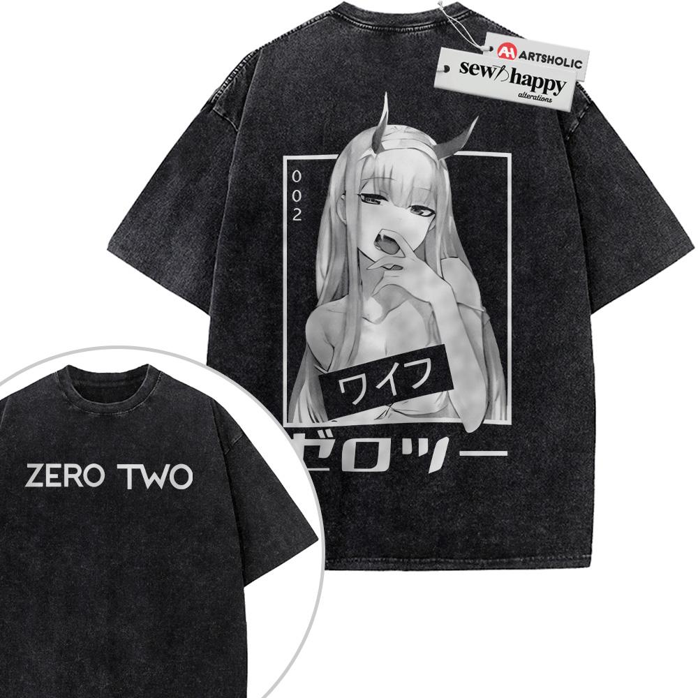 Wash Tee Zero Two Shirt, Darling in the Franxx Shirt, Anime Shirt, Vintage T-Shirt 2-Sided