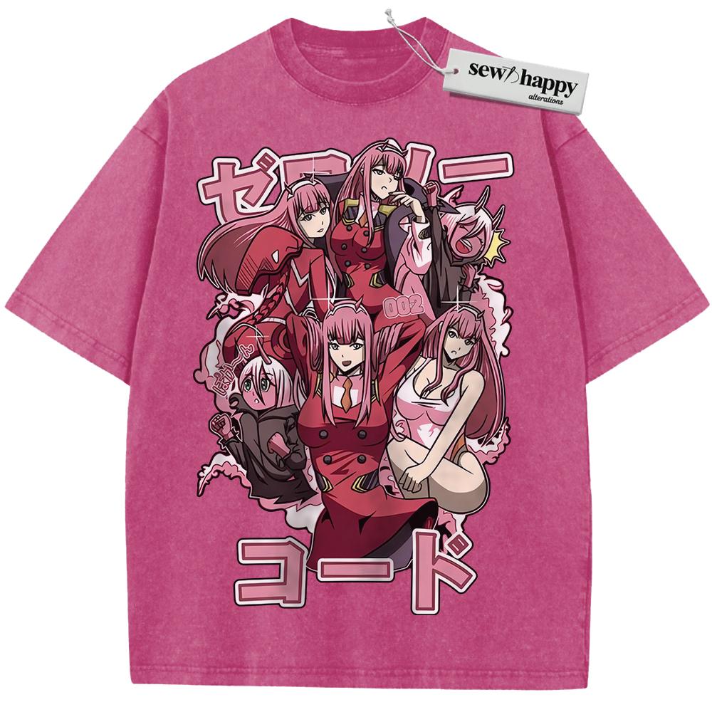 Wash Tee Zero Two Shirt, Darling in the Franxx Shirt, Anime Shirt, Vintage T-Shirt